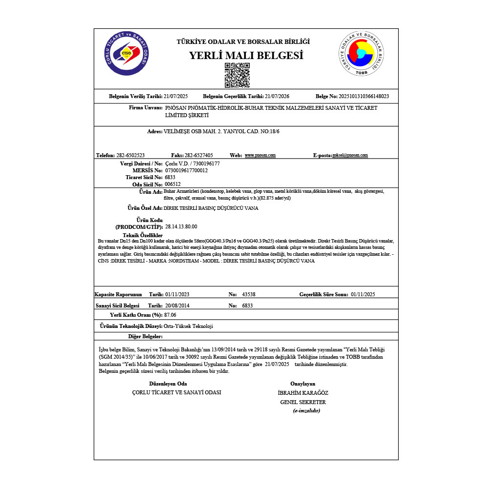 Domestic Goods Certificate