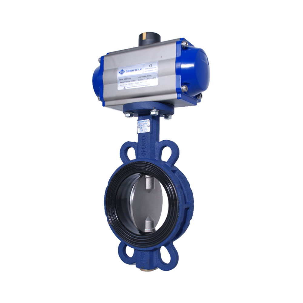 WAFER TYPE BUTTERFLY VALVES WITH PNEUMATIC ACTUATOR