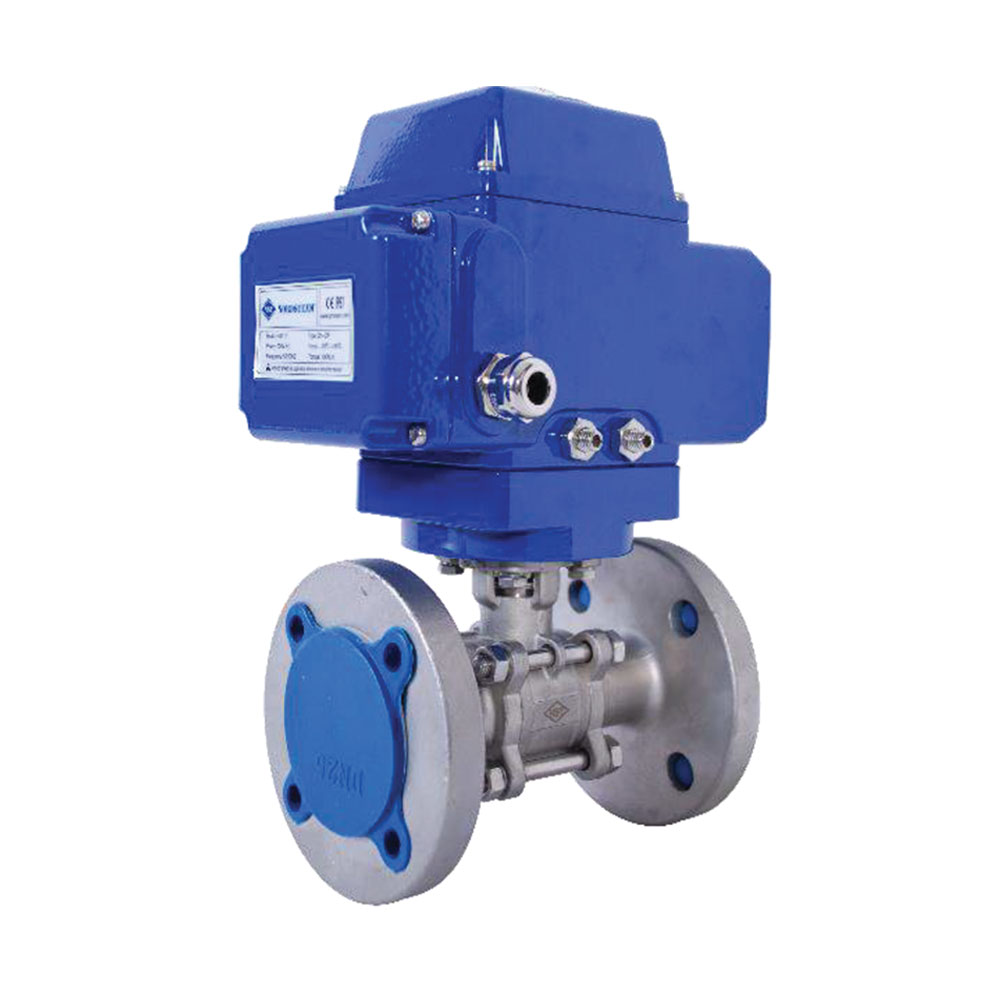 STAINLESS STEEL 304/316 QUALITY FULL PORT PN16 FLANGED 3- PC BALL VALVE WITH ELECTRIC ACTUATOR