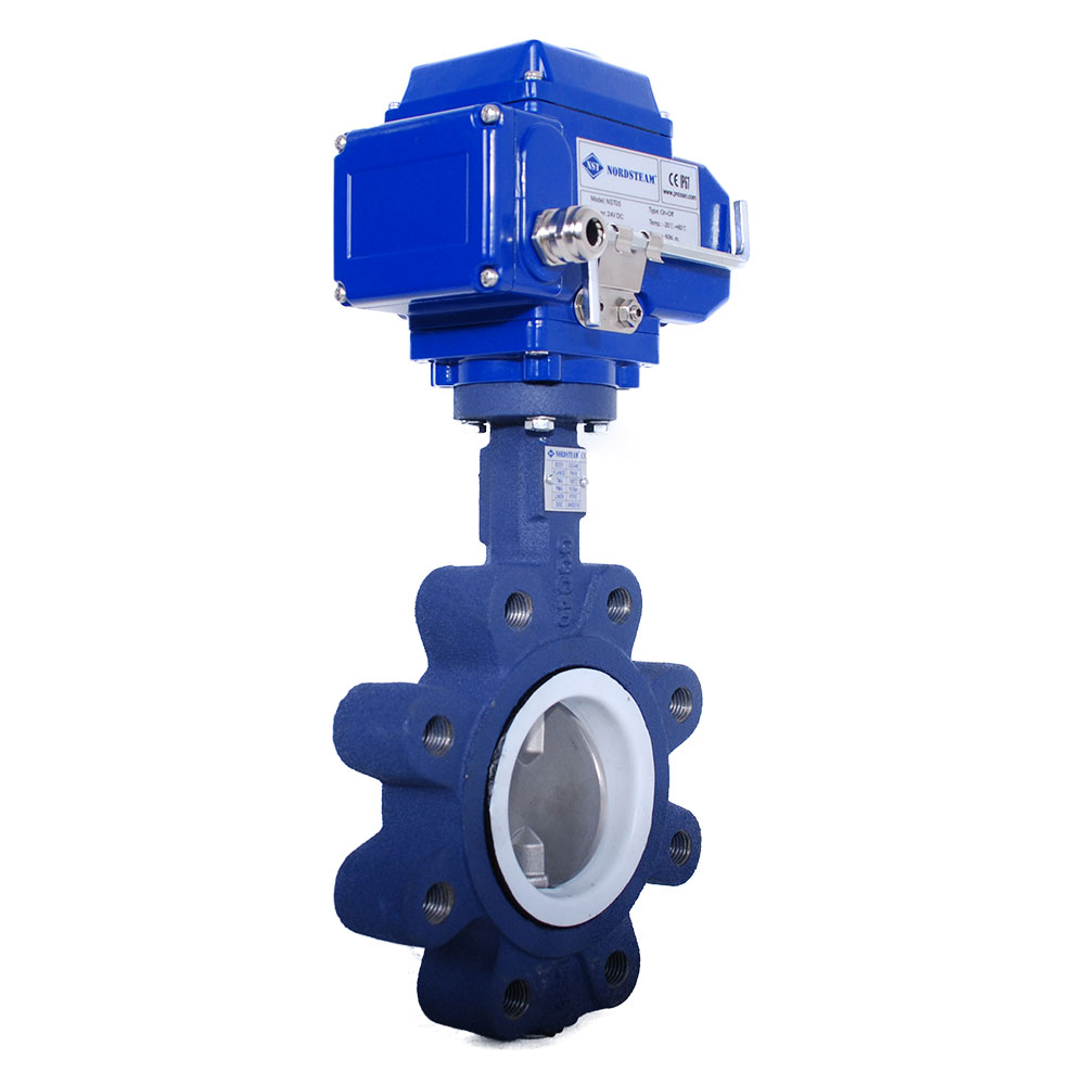 LUG TYPE PTFE BUTTERFLY VALVES WITH ELECTRIC ACTUATOR