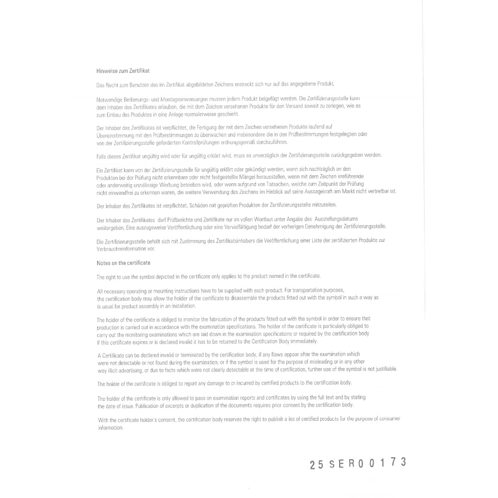 Tuv Sud Certificate